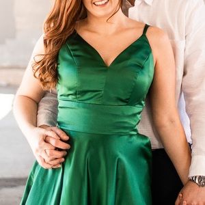 Green ball gown